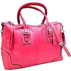 Coach Hampton Satchel in vibrant raspberry pink leather